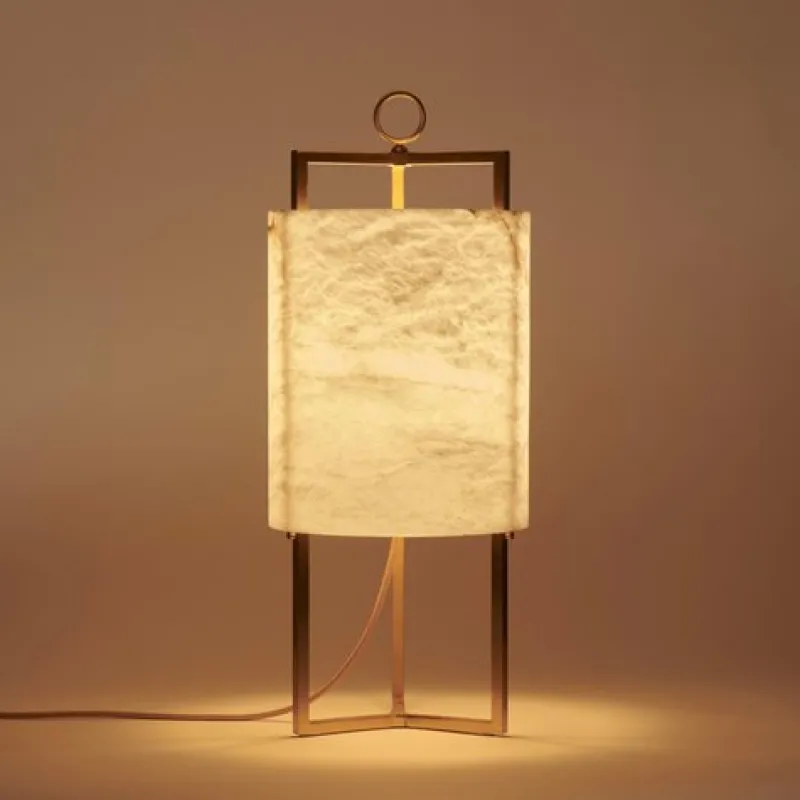Outlet Pamono Brass and Alabaster Lantern Table Lamp by Matlight Milano