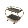 Pamono Brass and Black Glass Bar Cart by Grünstadt, 1970s> Serving Bar Carts & Trolleys