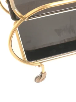 Pamono Brass and Black Glass Bar Cart by Grünstadt, 1970s><noscript><img width=