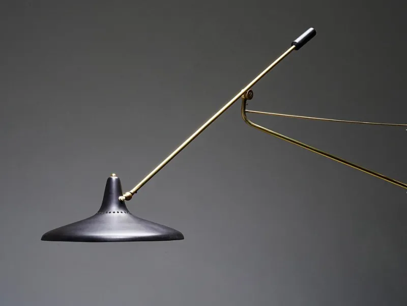 Clearance Pamono Brass and Black Metal No 3030 Wall Light from Stilnovo, Italy, 1950s