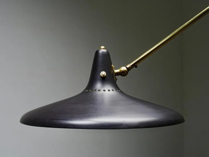 Clearance Pamono Brass and Black Metal No 3030 Wall Light from Stilnovo, Italy, 1950s