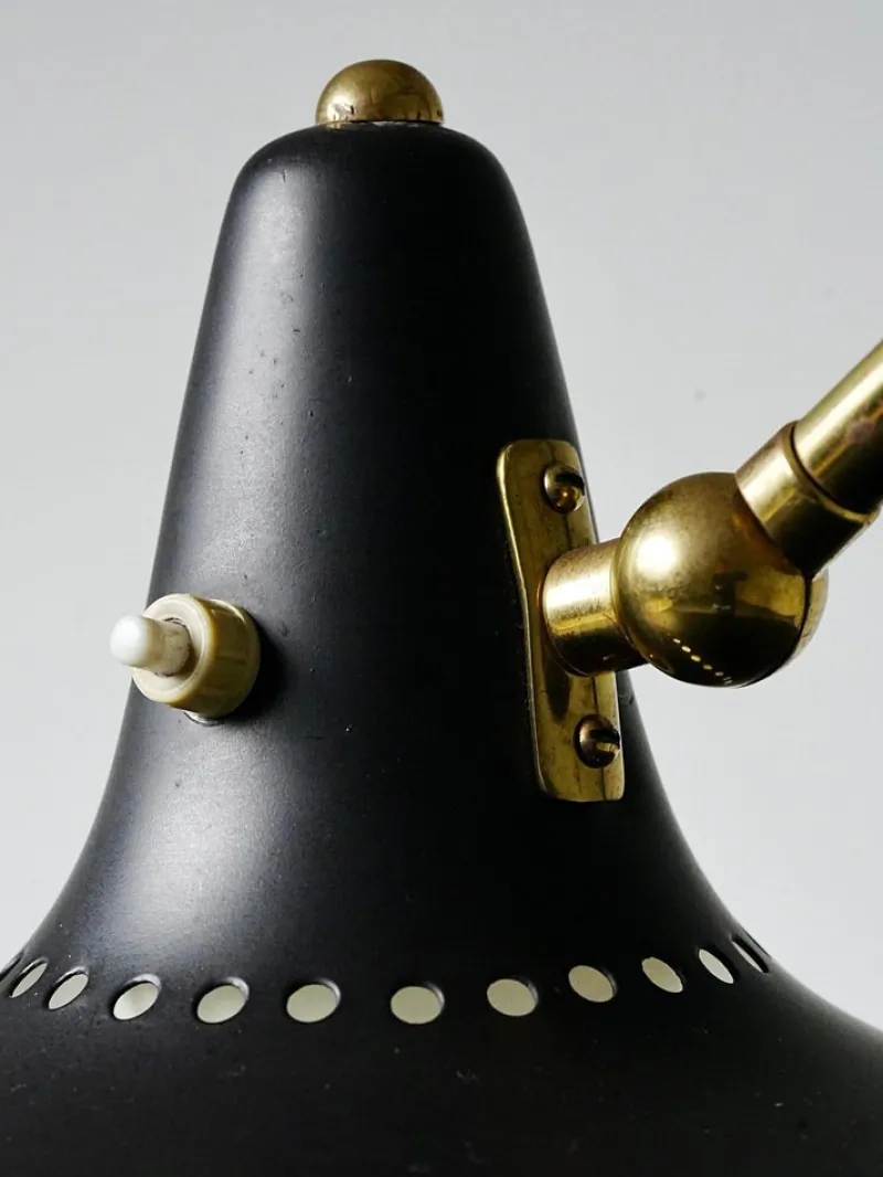 Clearance Pamono Brass and Black Metal No 3030 Wall Light from Stilnovo, Italy, 1950s