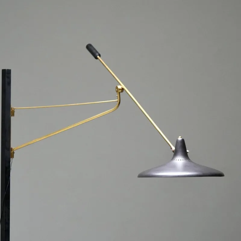 Clearance Pamono Brass and Black Metal No 3030 Wall Light from Stilnovo, Italy, 1950s