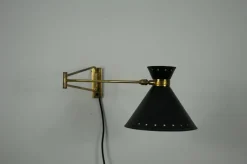 Best Pamono Brass and Black Wall Lamp by Rene Mathieu for Maison Lunel, 1960s