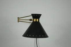 Best Pamono Brass and Black Wall Lamp by Rene Mathieu for Maison Lunel, 1960s
