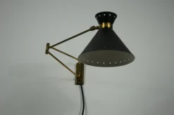 Best Pamono Brass and Black Wall Lamp by Rene Mathieu for Maison Lunel, 1960s