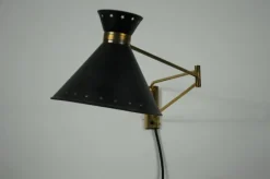 Best Pamono Brass and Black Wall Lamp by Rene Mathieu for Maison Lunel, 1960s