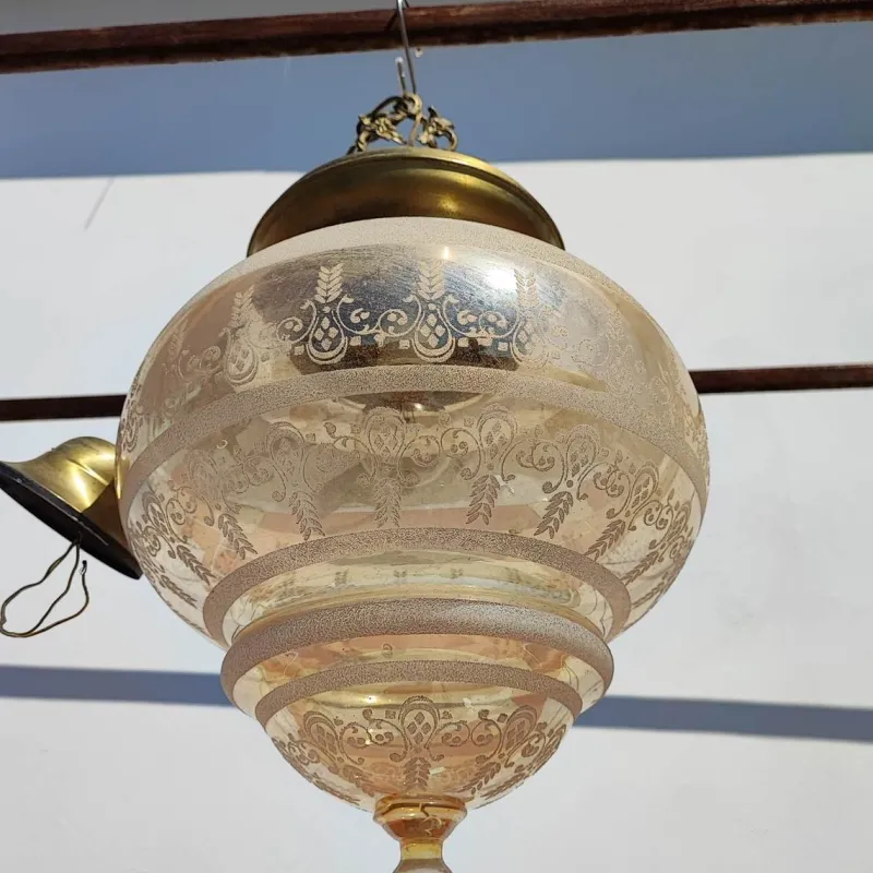 Pamono Brass and Blown Glass Chandelier, 1980s> Vases