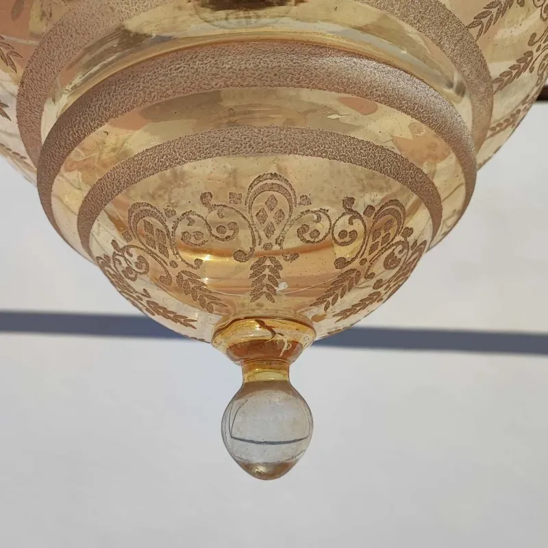 Pamono Brass and Blown Glass Chandelier, 1980s> Vases