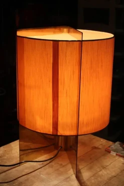 Online Pamono Brass and Fabric Table Lamp by Giuliana Gramigna, 1970s