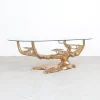 Pamono Brass and Glass Bonsai Coffee Table attributed to Willy Daro, 1970s