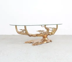 Pamono Brass and Glass Bonsai Coffee Table attributed to Willy Daro, 1970s