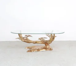 Pamono Brass and Glass Bonsai Coffee Table attributed to Willy Daro, 1970s
