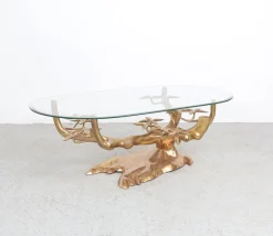 Pamono Brass and Glass Bonsai Coffee Table attributed to Willy Daro, 1970s