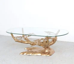 Pamono Brass and Glass Bonsai Coffee Table attributed to Willy Daro, 1970s