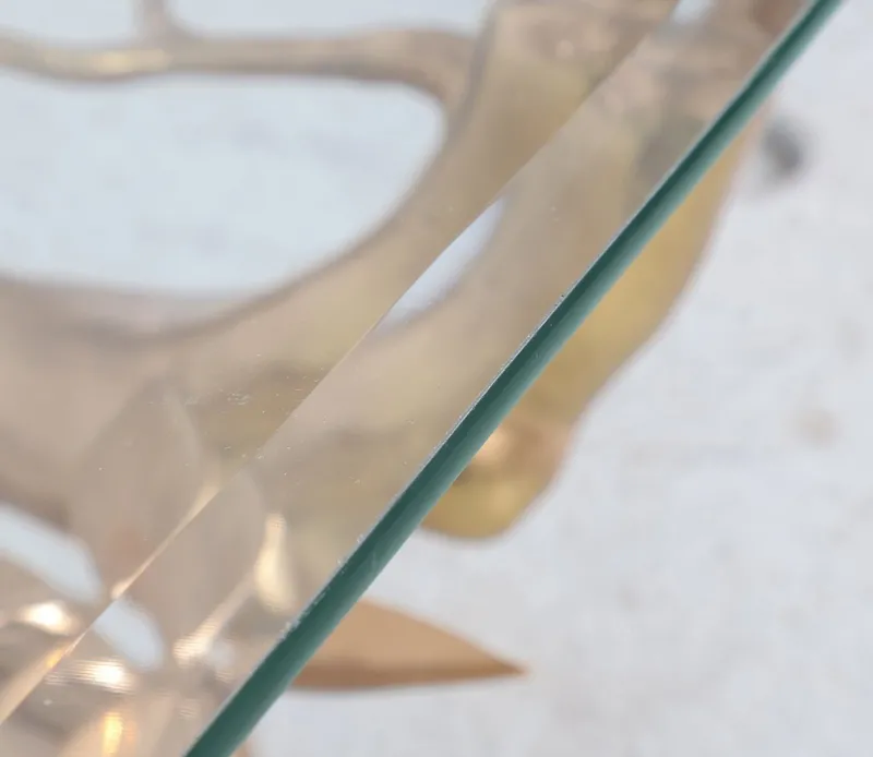 Pamono Brass and Glass Bonsai Coffee Table attributed to Willy Daro, 1970s