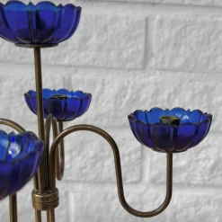 Pamono Brass and Glass Candelabra by Gunnar Ander for Ystad-Metall, Sweden, 1960s><noscript><img width=