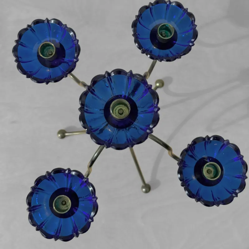 Pamono Brass and Glass Candelabra by Gunnar Ander for Ystad-Metall, Sweden, 1960s> Candleholders