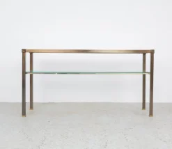 Pamono Brass and Glass Console Table, 1970s> Console Tables