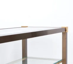 Pamono Brass and Glass Console Table, 1970s><noscript><img width=