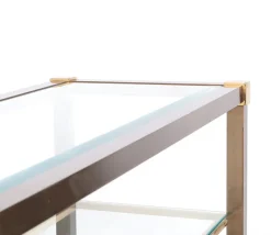 Pamono Brass and Glass Console Table, 1970s><noscript><img width=