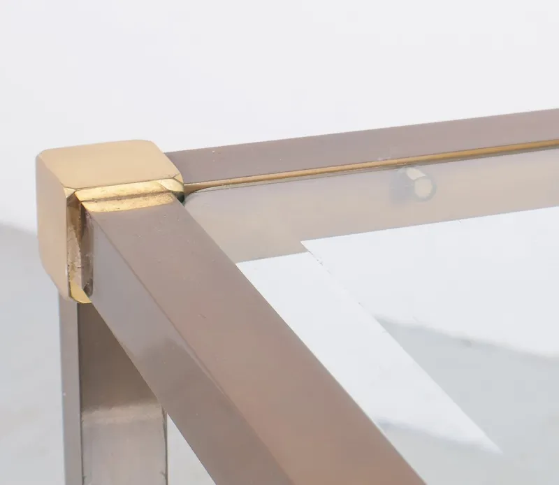 Pamono Brass and Glass Console Table, 1970s> Console Tables
