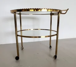 Pamono Brass and Glass Serving Cart from Vereinigte Werkstätten Collection, 1960s><noscript><img width=