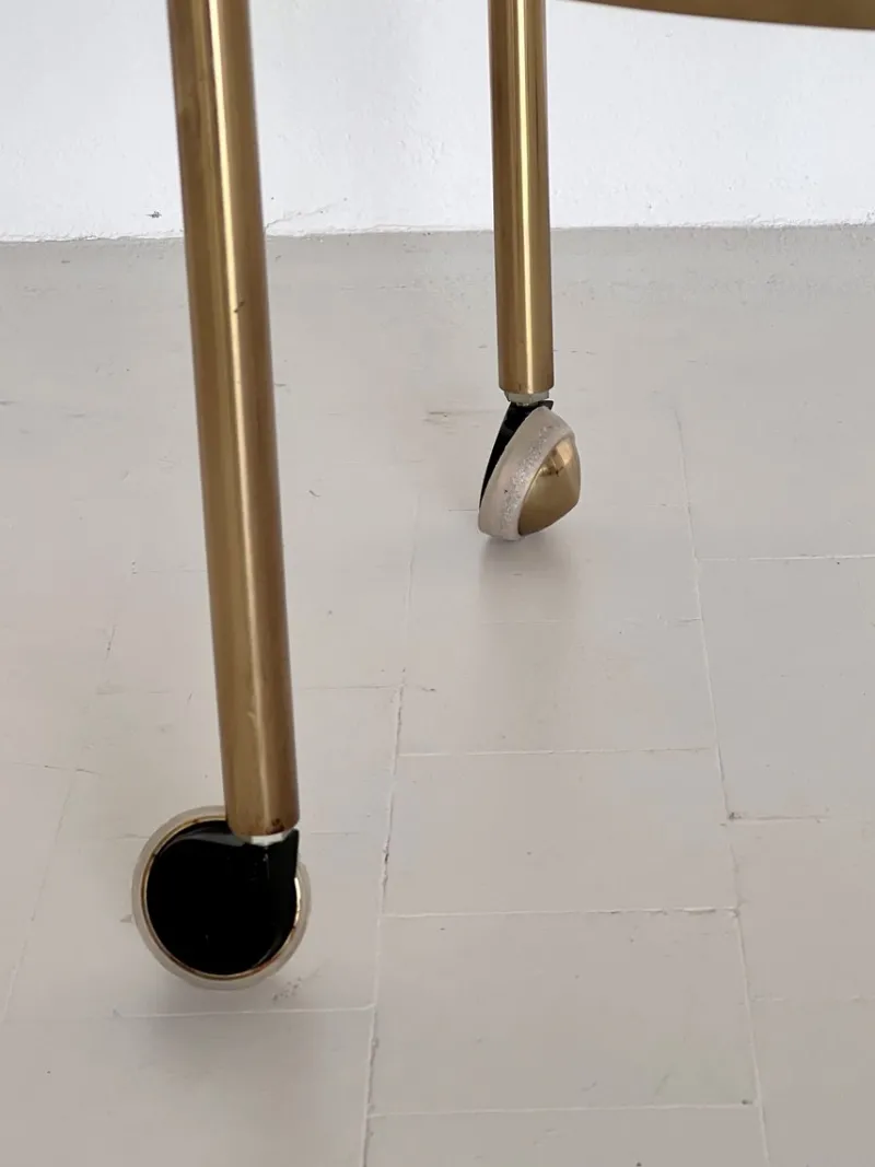 Pamono Brass and Glass Serving Cart from Vereinigte Werkstätten Collection, 1960s> Serving Bar Carts & Trolleys