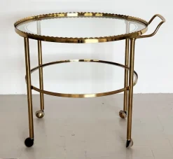 Pamono Brass and Glass Serving Cart from Vereinigte Werkstätten Collection, 1960s><noscript><img width=