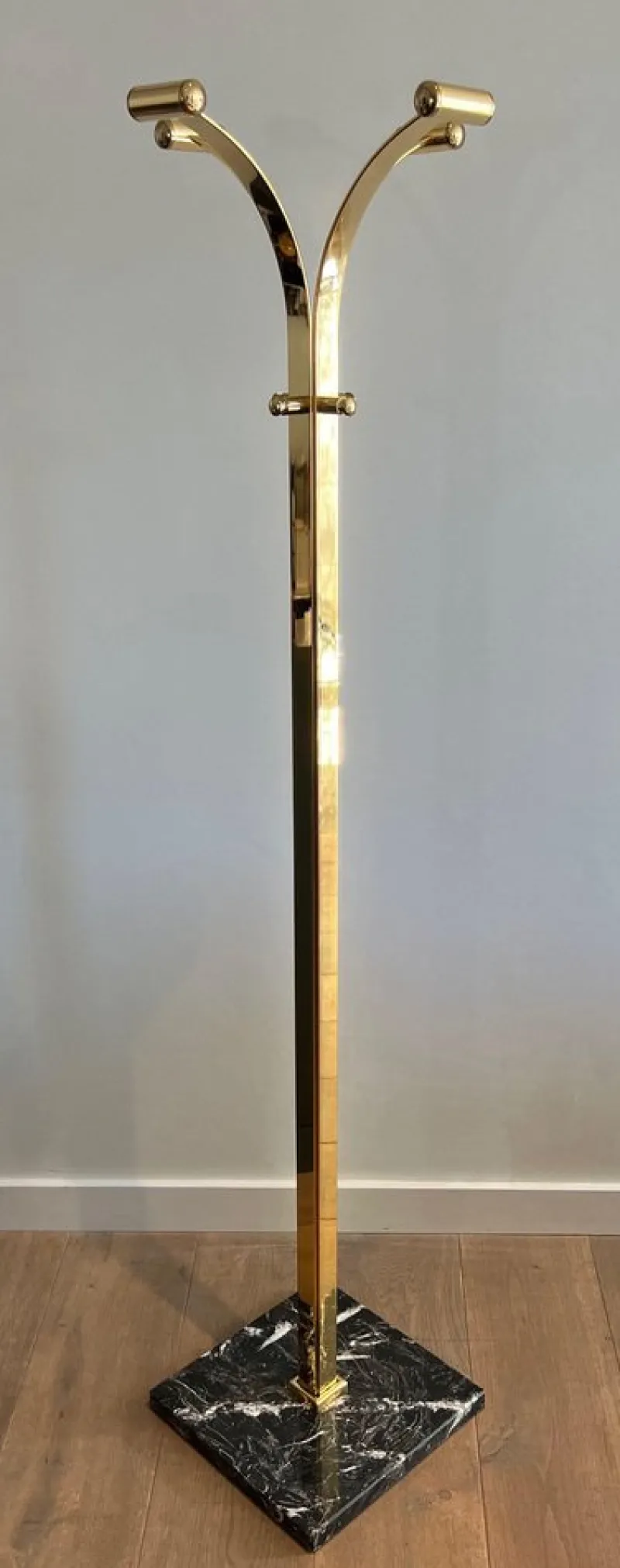 Pamono Brass and Marble Coat Rack, 1970s> Racks, Hooks & Valets