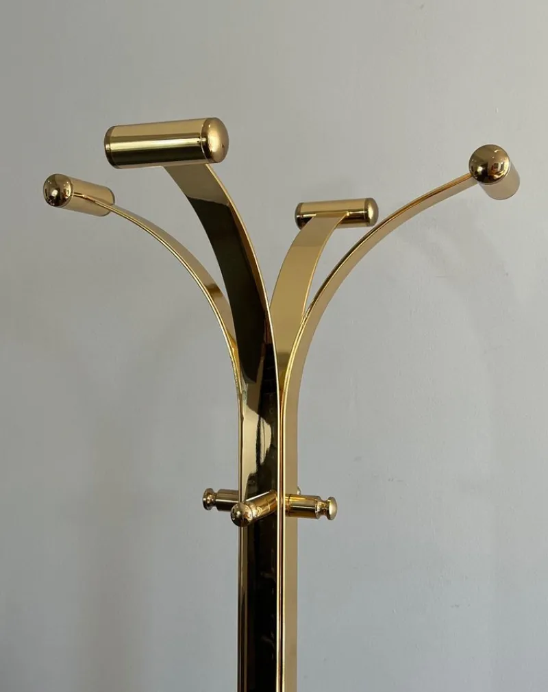 Pamono Brass and Marble Coat Rack, 1970s> Racks, Hooks & Valets