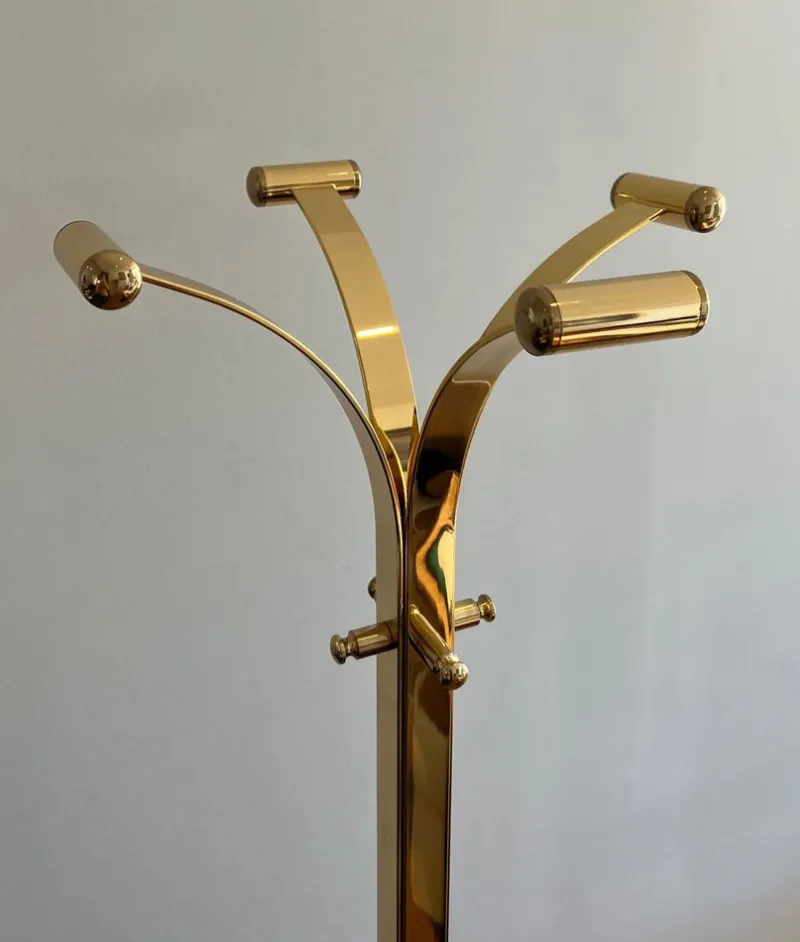 Pamono Brass and Marble Coat Rack, 1970s> Racks, Hooks & Valets