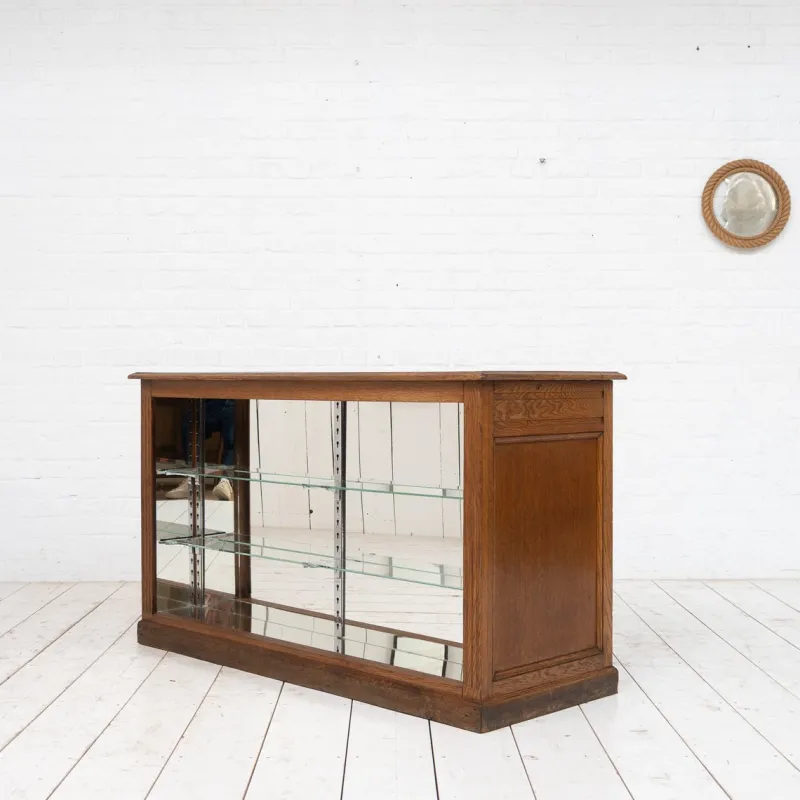 Pamono Brass and Oak Counter, 1930> Worktables & Workbenches