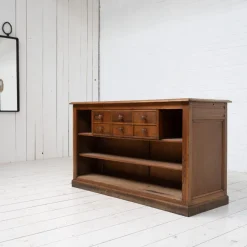 Pamono Brass and Oak Counter, 1930> Worktables & Workbenches
