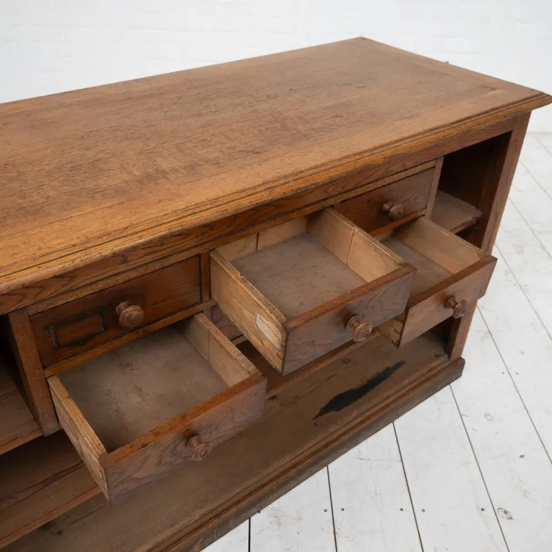 Pamono Brass and Oak Counter, 1930> Worktables & Workbenches