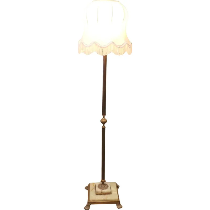 Pamono Brass and Onyx Column Floor Lamp, 1960s> Floor Lamps