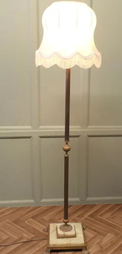 Pamono Brass and Onyx Column Floor Lamp, 1960s><noscript><img width=
