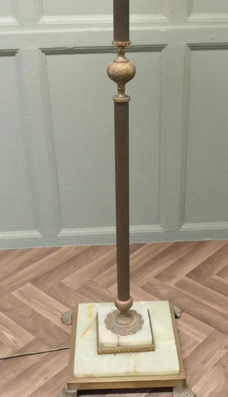 Pamono Brass and Onyx Column Floor Lamp, 1960s> Floor Lamps