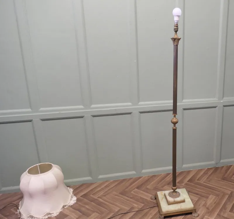 Pamono Brass and Onyx Column Floor Lamp, 1960s> Floor Lamps