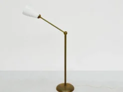 Pamono Brass and Perforated Metal Adjustable Floor Lamp from BAG Turgi, Switzerland, 1950s><noscript><img width=