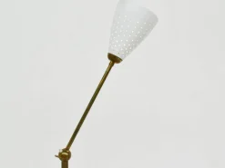 Pamono Brass and Perforated Metal Adjustable Floor Lamp from BAG Turgi, Switzerland, 1950s><noscript><img width=