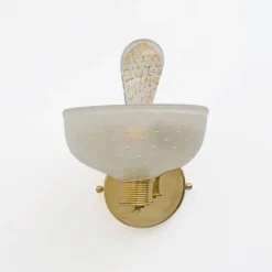 Online Pamono Brass and Pulegoso Murano Glass Sconces attributed to Barovier & Toso, 1990, Set of 2