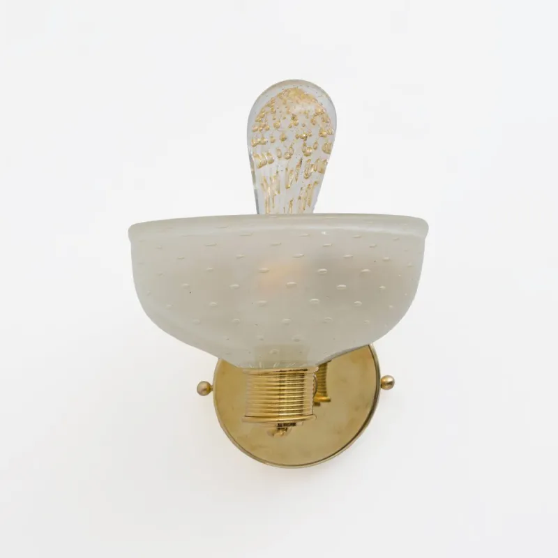 Online Pamono Brass and Pulegoso Murano Glass Sconces attributed to Barovier & Toso, 1990, Set of 2