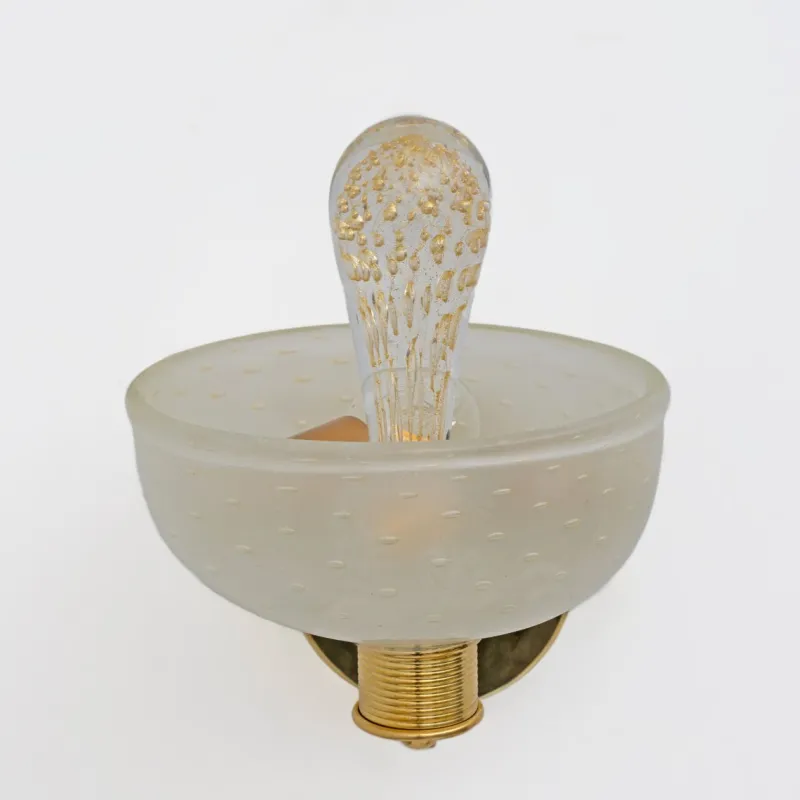 Online Pamono Brass and Pulegoso Murano Glass Sconces attributed to Barovier & Toso, 1990, Set of 2