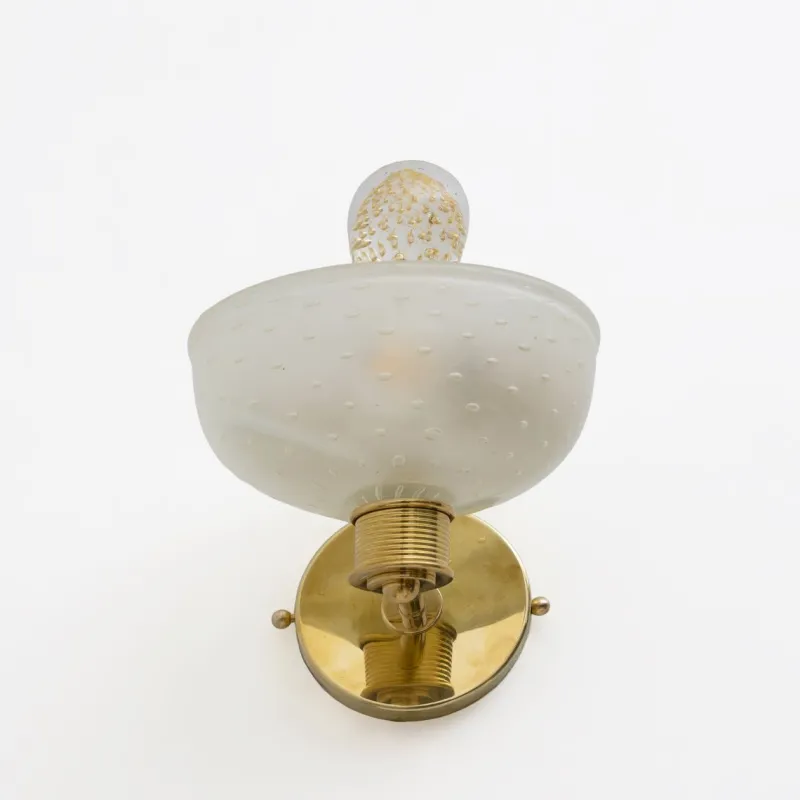 Online Pamono Brass and Pulegoso Murano Glass Sconces attributed to Barovier & Toso, 1990, Set of 2