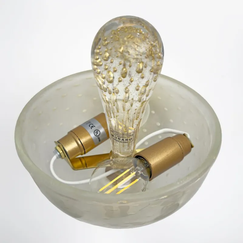 Online Pamono Brass and Pulegoso Murano Glass Sconces attributed to Barovier & Toso, 1990, Set of 2