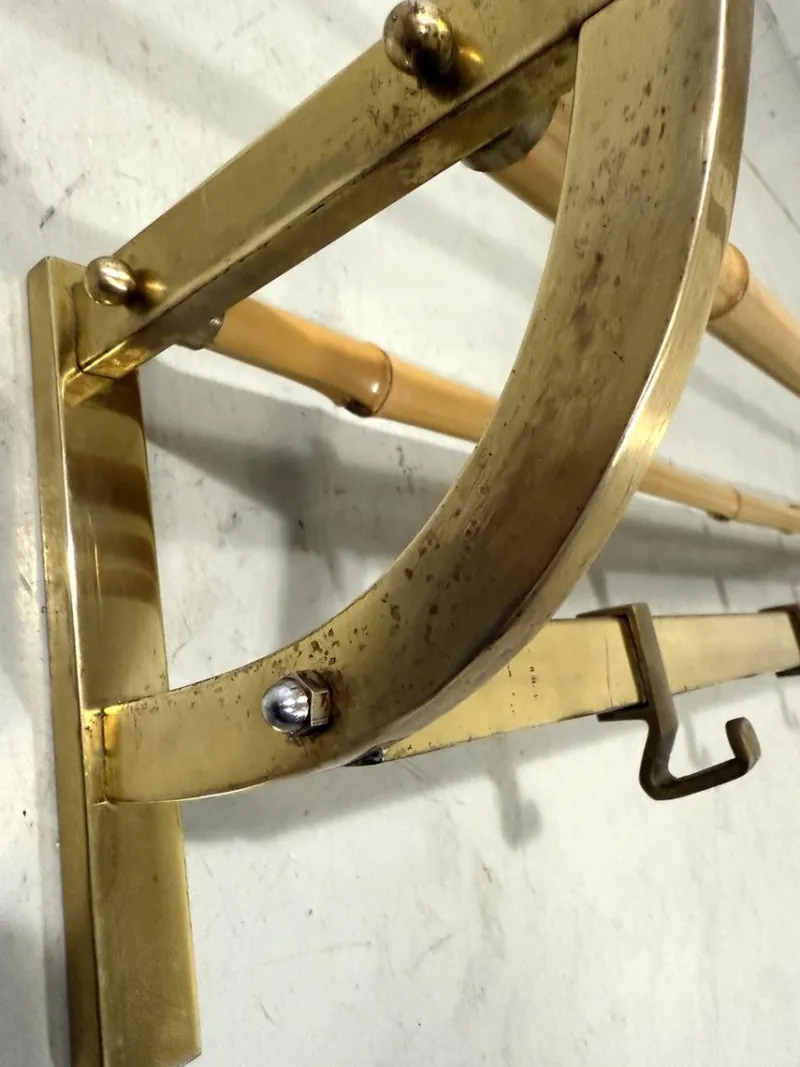 Outlet Pamono Brass and Rattan Coat Rack, 1950s