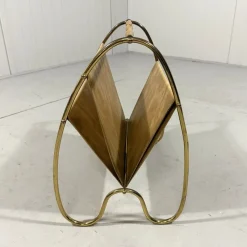 Sale Pamono Brass and Rattan Magazine Holder, 1950s