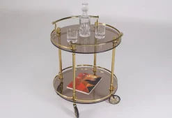 Clearance Pamono Brass and Smoked Glass Trolley, 1970s