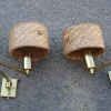 Pamono Brass and Straw Bedside Lamps, Italy, 1970s, Set of 2> Wall Lights & Sconces